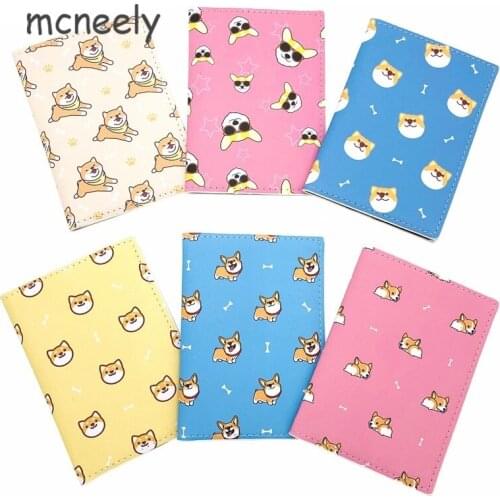 Cartoon Dog Passport Cover Leather Bank Credit Card Case Ticket Folder Men and Women Passport Holder 1PC