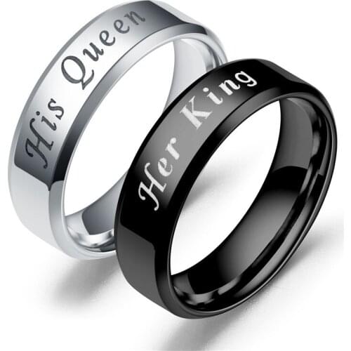 Romad Stainless Steel Couple Wedding Band Ring For Women Men Her King His Queen Fashion Jewelry Bijoux Bague Anillos Mujer