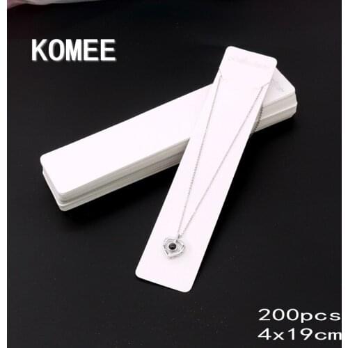 Wholesale 200pcs/lot Pure White Printed Fashion Jewelry Rectangle 4x19cm Necklace Bracelet Kraft Paper Tags Can Making DIY Cards