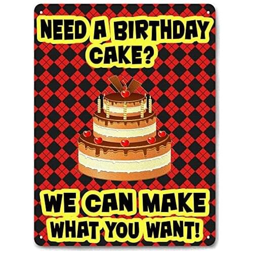 Bakery Cake Shop Metal Sign Deli Store Style Diner Kitchen Wall Decor Outdoor Indoor Wall Panel