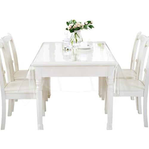 Transparent Plastic Table Cloth Clear Crystal PVC Tablecloth Cover Soft Glass Picnic Kitchen Dining Room Decor Aesthetic