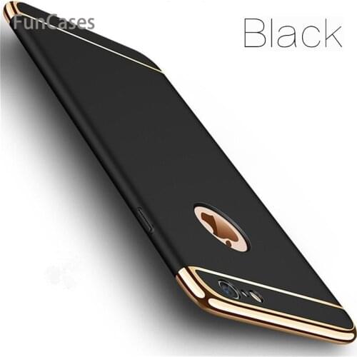 Luxury Gold Hard Case for iPhone 7 6 6s 5 5s SE X Back Cover Xs Max XR Removable 3 in 1 Fundas Case for iPhone 8 7 6 6s Plus Bag
