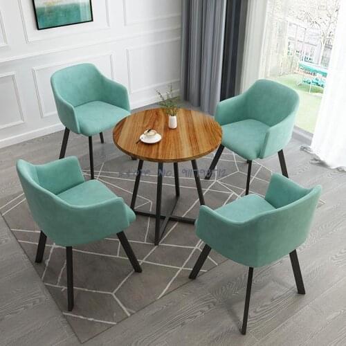 Nordic armrest dining chair fabric leisure coffee chair sales department reception negotiation table and chair combination makeu