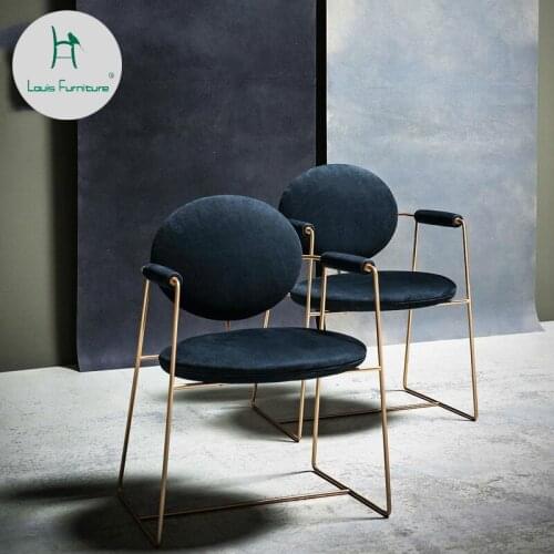 Louis Fashion Living Room Chairs Modern Simple Backrest Hotel Nordic Metal Sofa Restaurant