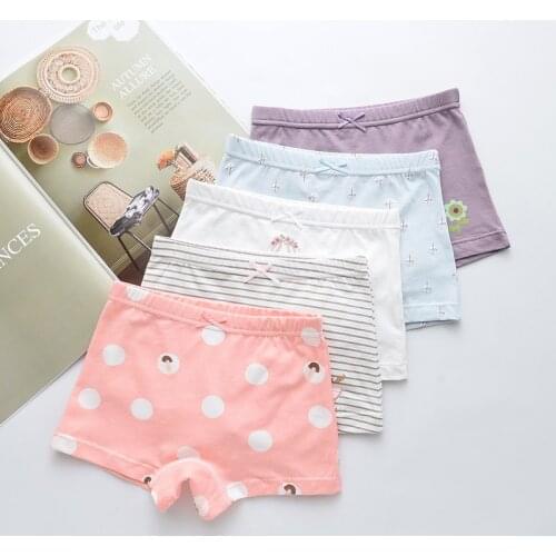 5Pcs/lot Girls Cotton Boxer Briefs Girl Panties Girls Boxer Shorts Childrens Panties Kids Underwear For 2-14 Years GU206
