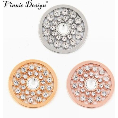 Vinnie Design Jewelry Clear Crystal Coin for 35MM Moneda Pendant Coin Purse 5pcs/lot