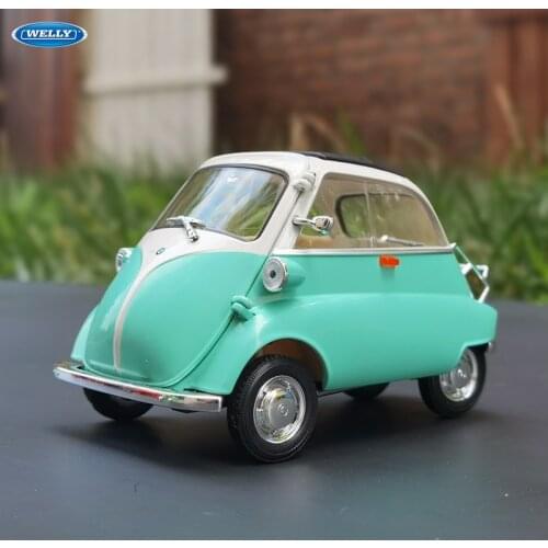 WELLY 1:18 BMW Isetta Natural green car alloy car model simulation car decoration collection gift toy Die casting model boy toy