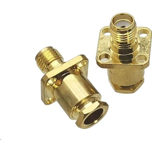 1Pcs Connector SMA Female Jack 4-holes Flange Clamp RG58 RG142 LMR195 RG400 Cable