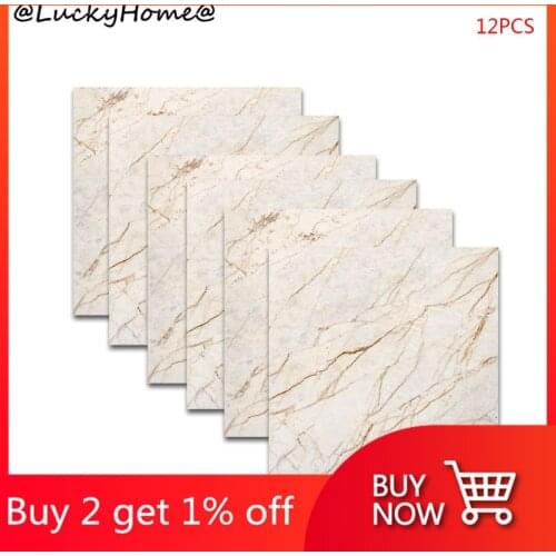 12pcs Marble Self Adhesive PVC Ceramic Tile Sticker Waterproof Wall Home Decor