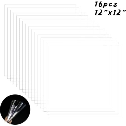 16Pcs 6 Mil Clear Stencil Sheets 12" x 12" Square Blank Stencils Reusable Template Material Make Your Own Stencil
