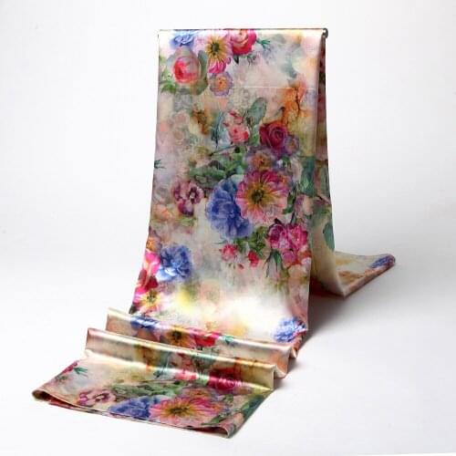 170x75cm Advanced big silk printed fabrics silk crepe de chine fabric summer female models HF02