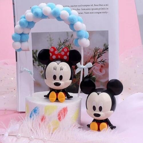 2pcs Disney Anime Figures Mickey Minnie Cake Decoration Ornaments Dolls Mickey Mouse Toys Party Supplies Birthday Gifts