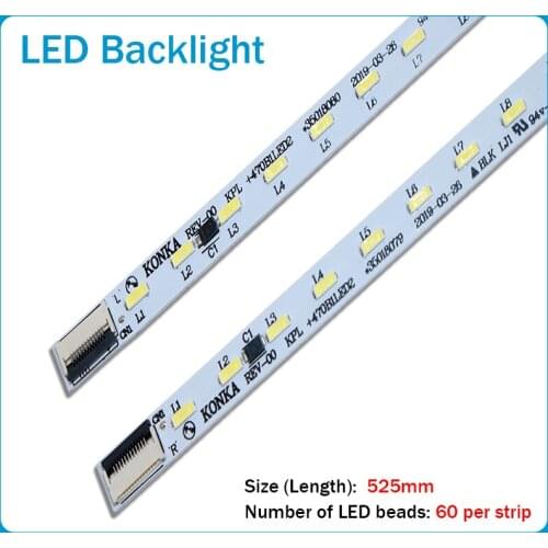 2pcs/lot 60LEDS 525MM New Original For Konka LED Strip KPL+470B1LED2 35018034 35018075 35018076 35018077 35018080 35018081
