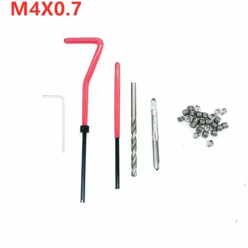 25pcs M4X0.7 Thread Repair Tool Kit for Engine Block Restoring Damaged Threads Spanner Wrench Twist Drill Bit Coarse Crowbar Set