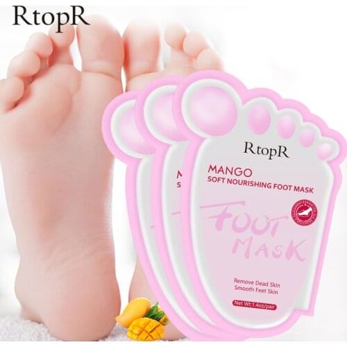 3Bag Mango Foot Mask Peel Dead Whitening Moisturizing Exfoliating Renewal Pedicure Remove Dead Skin Heel Socks Peeling Foot Care