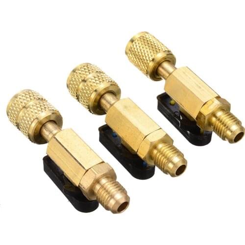 3pcs 3 Color Straight Ball Valves HVAC Charging Hoses Brass Refrigerant R410A Valves For Home Applications Parts