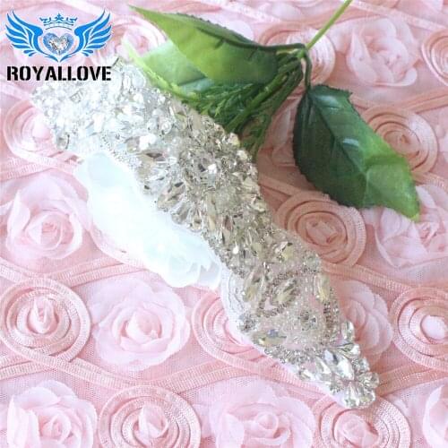 30Pcs) Handmade bridal sash beaded sewing crystal glass silver rhinestone applique Pearl trim iron on for wedding dress Sash