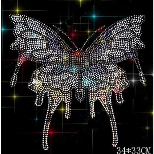 5 pc/lot Stunning color butterfly chest hotfix rhinestones, heat transfer design iron on motifs,rhinestone for garment,T-shirt