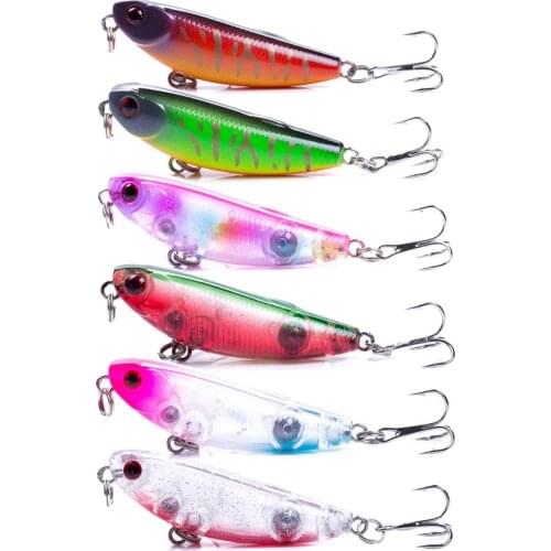 6PCS 5cm 5.5g Floating Pencil Fishing Lure Top Water Dogs Hard Lures Baits Wobbler Artificial Hard Bait Fishing Tackle Pesca