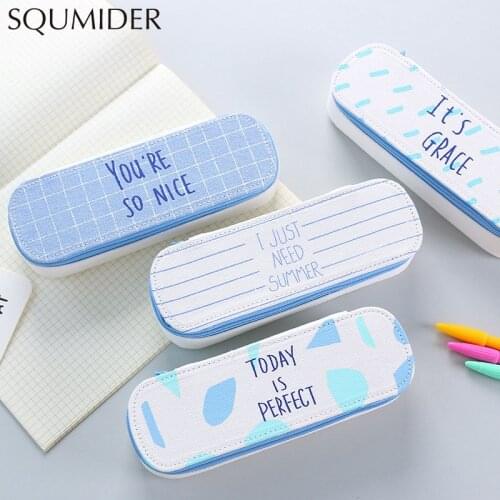English canvas pencil case cute Large capacity stationery box School Pencil cases for children pen case student kawaii pen bags