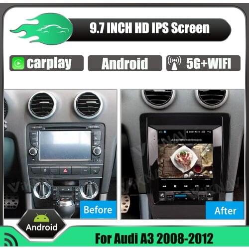 12.1 inch Android 128G Radio For Audi A3 2008-2012 GPS Navigation Car Stereo reciever Touch screen Multimedia DVD Player