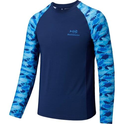 Bassdash Youth Camo Long Sleeve Fishing Shirt UPF50+ UV Protection Quick Dry Tee