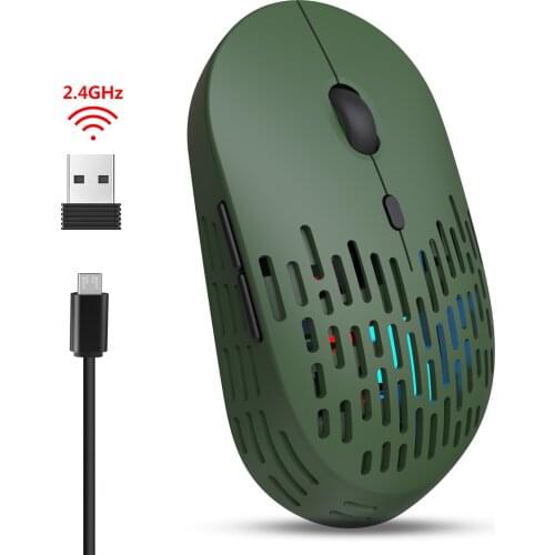 2.4GHZ Wireless Charging Open Hole Hollow Mouse Four-way Scroll Wheel 4 Button Optical Mouse for Desktop Computer Laptop