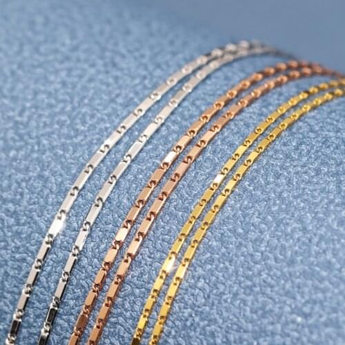 Au750 18K Rose Gold Necklace Women O Chain Link Adjustable 18"L