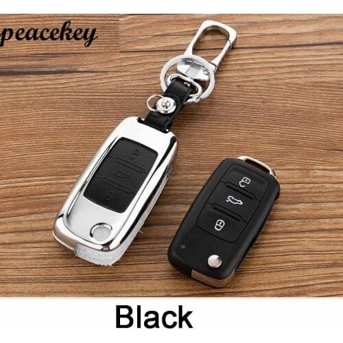Peacekey Zinc Alloy Leather Car Key Cover Case For Skoda Octavia A5 1 2 3 Fabia Superb Rapid Citigo Yeti For Volkswagen VW Jetta