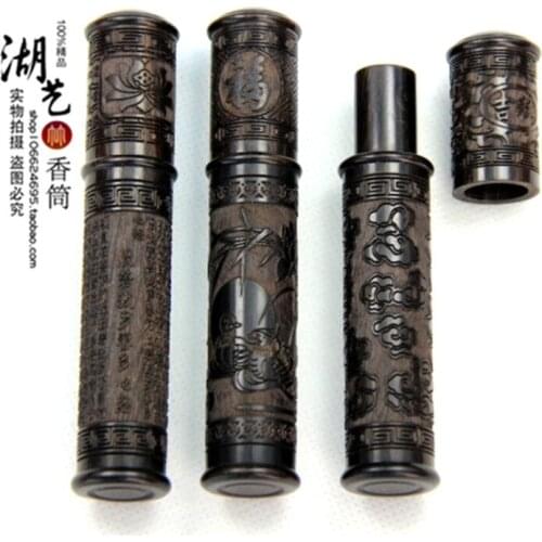 Ebony carving xiangyun small perfume cylinder toothpicks extinguishers tobacco tube sweet bursa gifts bamboo crafts wholesale