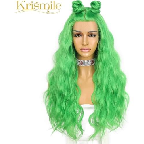 Long Synthetic Lace Front Wigs Emerald Green Deep Curl Hair for Women Party Cosplay Drag Queen Daily High Temperature Make Up