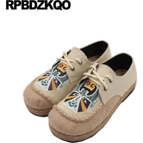 Canvas Hemp Espadrilles Designer Shoes Spring Fashion Men Embroidered Floral Popular Round Toe Embroidery Casual Slip On 2021