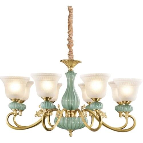 European style 8 heads living room dining room bedroom villa hotel shopping mall luxury retro E27 luxury ceramic chandelier lamp