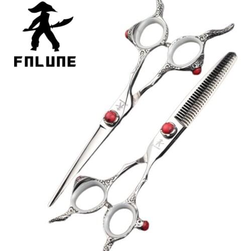 FnLune Tungsten Steel Professional Hair Salon Scissors Cut Barber Accessories Haircut Thinning Shear Hairdressing Tool Scissors