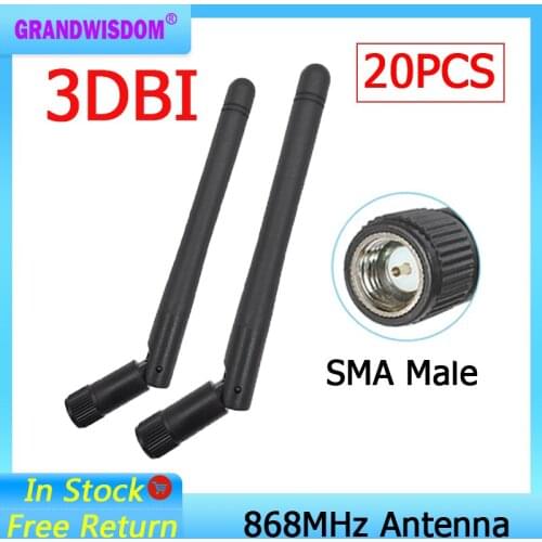 20pcs 868MHz 915MHz Antenna 3dbi SMA Male Connector GSM 915 MHz 868 MHz antena outdoor signal repeater antenne Lorawan
