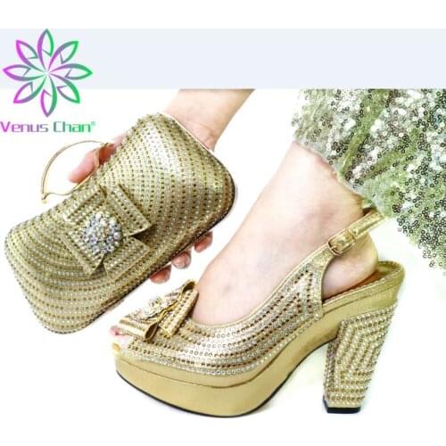 Italian Design High Heel Shoes With Matching Bag Set For Wedding Party New Arrival Fashion Women Pumps Shoes and Bags