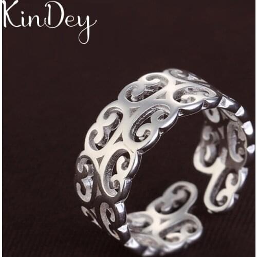 Kindey Luxury Brand Silver Color Pattern Rings For Women Lover Girls Gifts Bridal Wedding Jewelry 2020