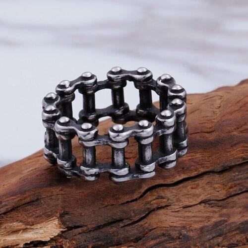 Creative jewelry titanium steel ring Mens Europe and America personality bicycle chain ring stainless steel ring
