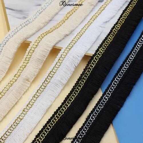 50m Beige Cotton Thread Fringed Trims Clothing Accessories Single Side Row Mustache Lace Curtain Decoration 2.8cm