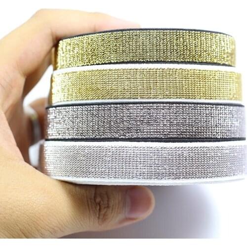 2cm 2.5cm 3cm soft elastic bands with silk 10meters rubber band for bags dress belt gift decoration black silver gold