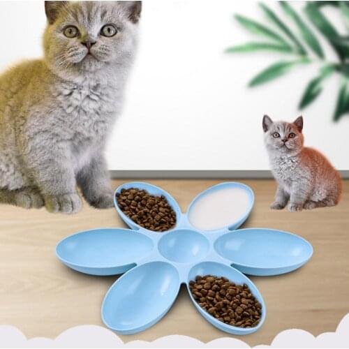 Pet Bowl Creative Cat Food Utensils Petal Multi-cell Kitten Bowl PP Pet Feeder Supply Pet Products Cat Supplies