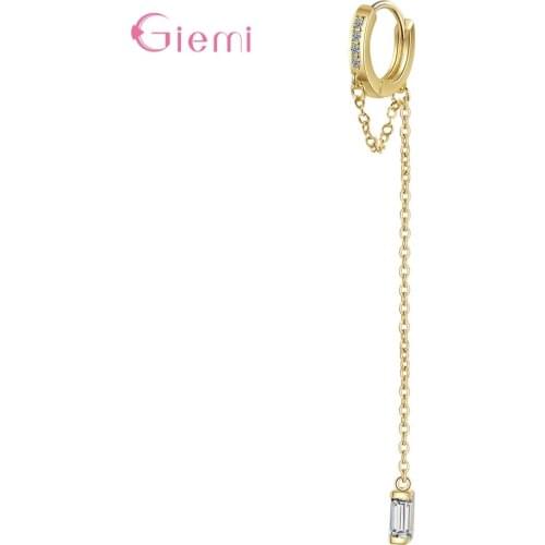 925 Sterling Silver Trendy Tassel Long Simple Drop Earrings For Women Prevent Allergy Ear Hoop Wedding Jewelry