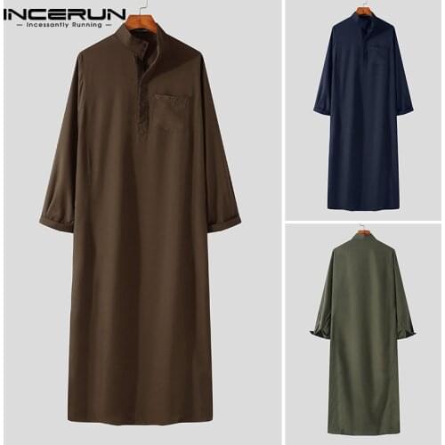 Fashion Muslim Clothing Thobe Jubba Mens Robe Long Sleeve Saudi Arab Thobe Kaftan Ropa Arabe Islamic Thobe Indian Dress Robe