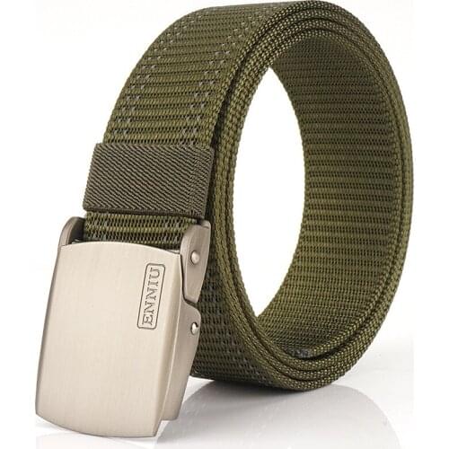 Men and women smooth buckle nylon belt denim wild belt non-hole strong canvas pants fans