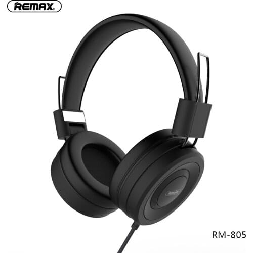 Remax Headphone High Compatibility HiFi sound Stereo Music Earphone with Mic Headset Headband Type Smart Noise Reduction RM805