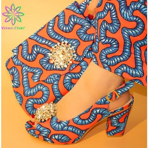Nigerian Rhinestone Style Shoes And Purse Set For Celebration Party Italian Fashion Shoes And Matching Bag Set