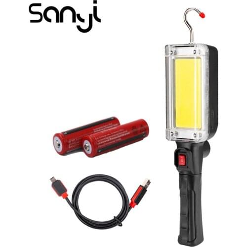 SANYI Super Bright Portable Lantern USB Charging Flashlight Torch 2*18650 Battery LED COB 2 Modes Working Light