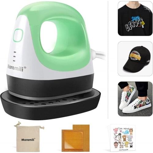 Heat Press Machine Mini Portable Heating Machine for T-Shirts Shoes Hats BagsIron Press for Heat Transfer with Heat Pressing Mat