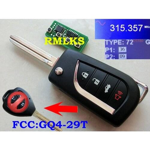 RMLKS Modify Folding Remote Key 315MHz+G 4D67 Chip Fit For Toyota Venza Matrix 2009-2016 FCC GQ4-29T TOY43 Blade