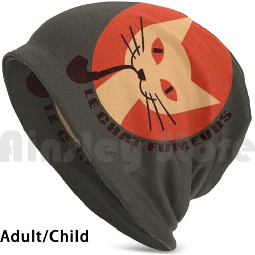 The Smoking Cat-Version 2 Beanies Knit Hat Hip Hop Cat Chat Smoking Pipe Retro